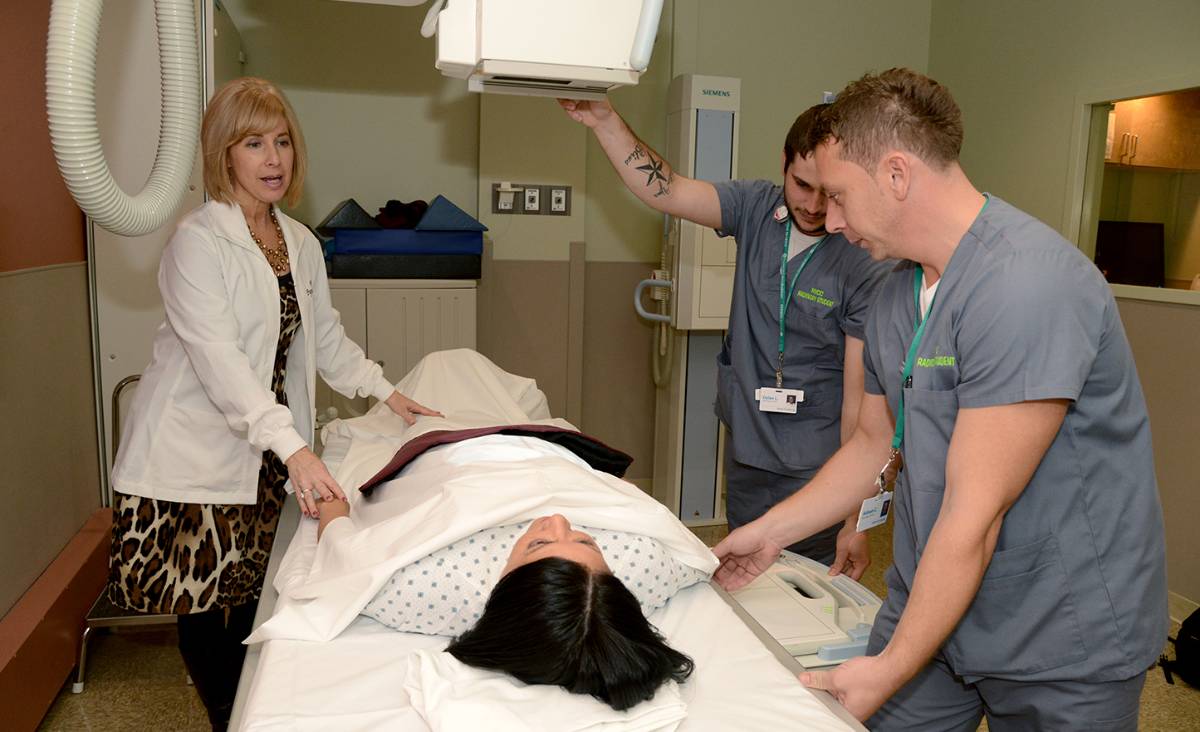 Radiologic Technology students working in a hospital setting