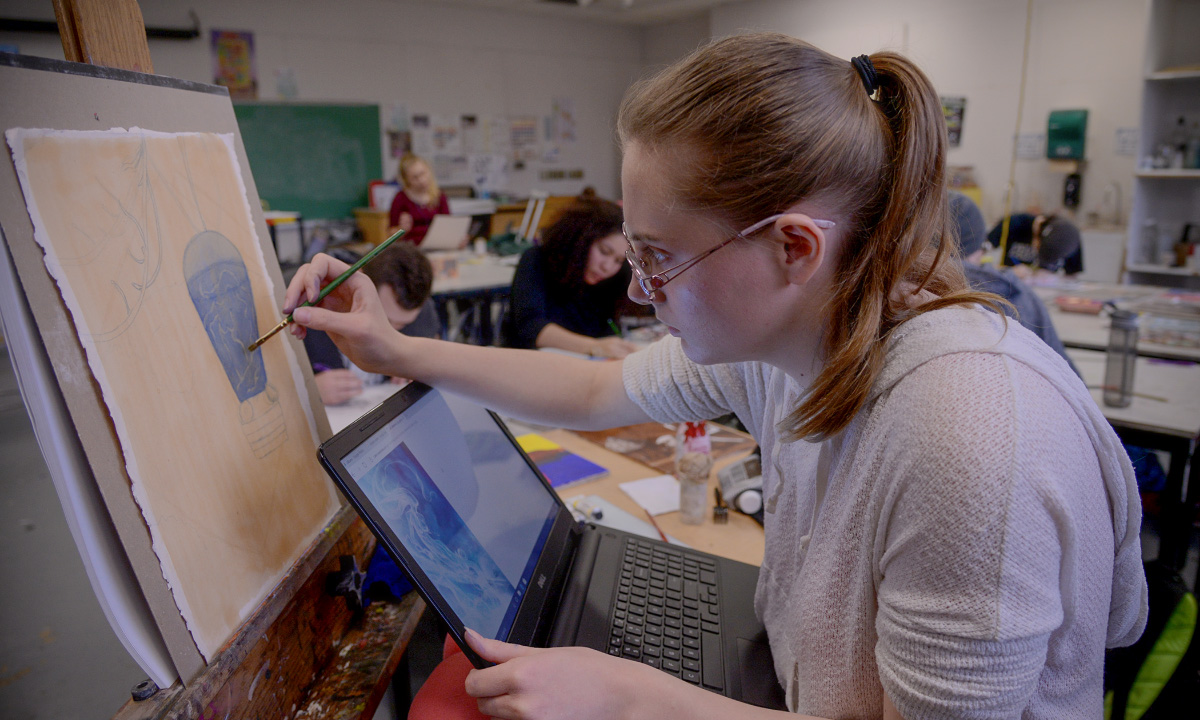 Art Student working on a painting