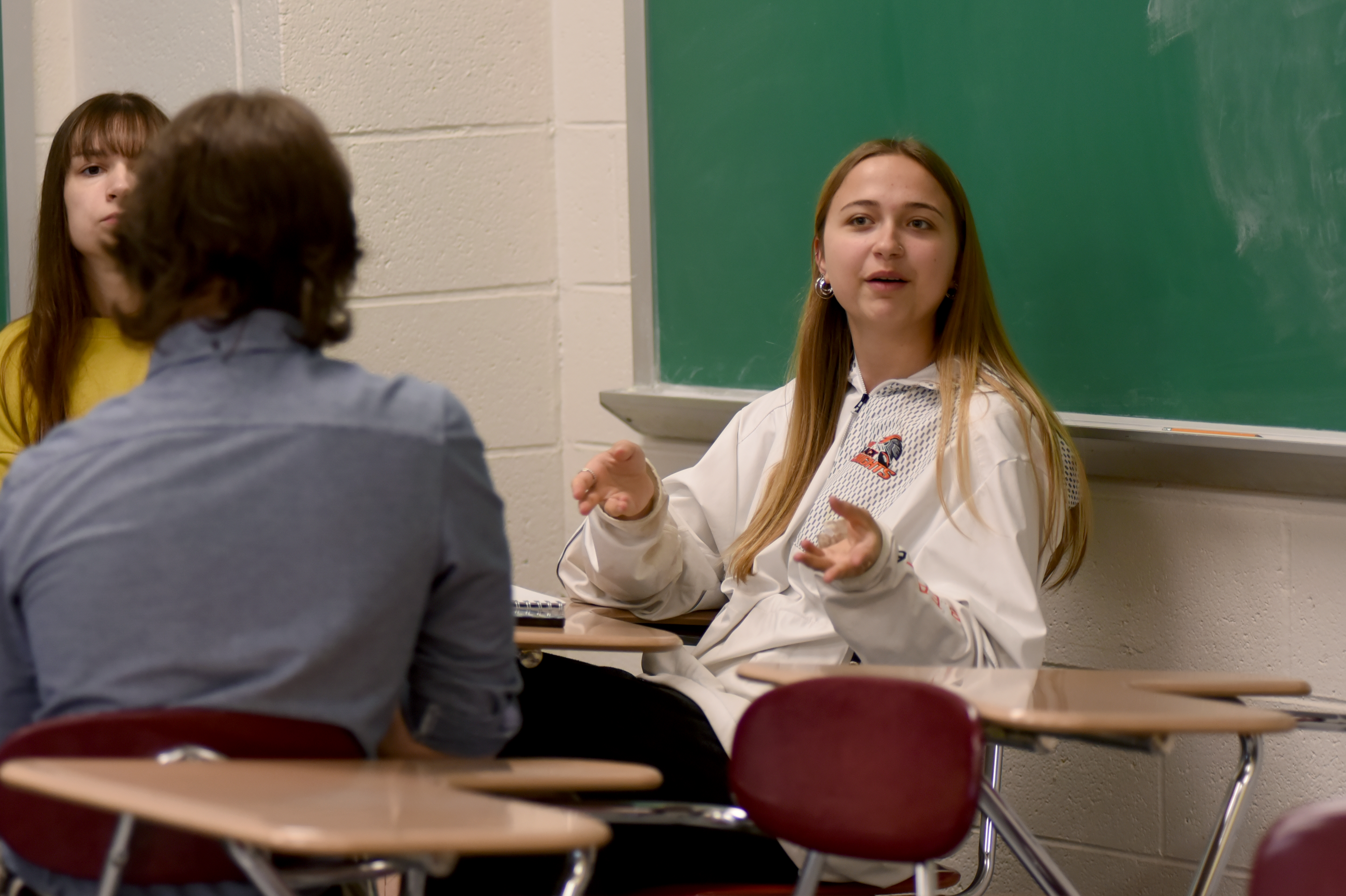 Student answering question in class