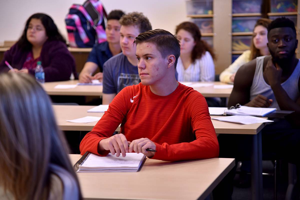 Students sitting in classroom