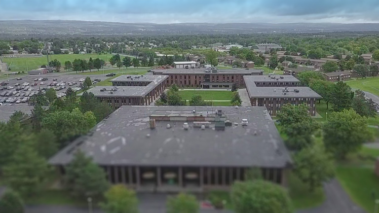 Aerial view of the residence halls at MVCC Utica Campus