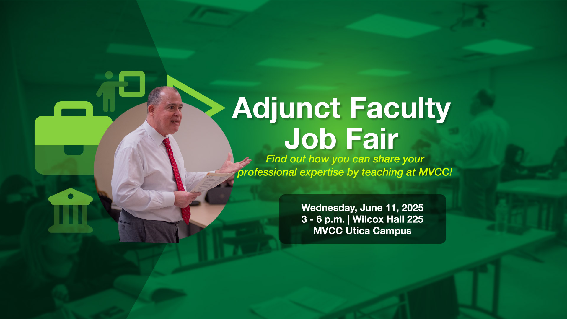Adjunct Faculty Job Fair from 3- 6pm, on Tuesday June 2024
