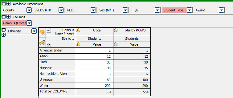 enrollment by campus and ethnicity - utica campus only