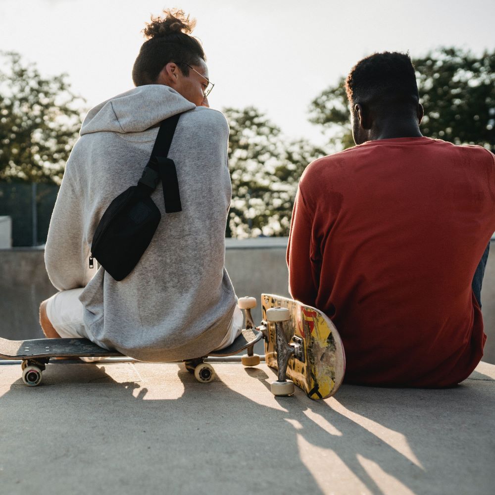 young men talking