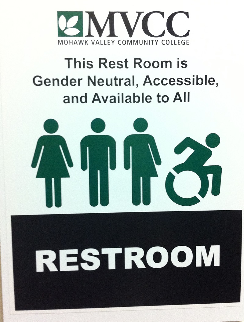 Sign showing gender neutral bathroom identification