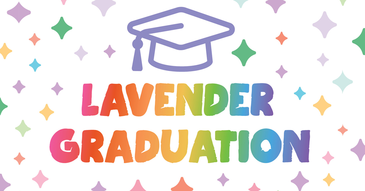 Colorful image with words Lavender Graduation