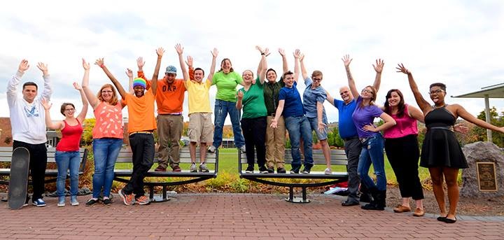 Students dressed in rainbow colors for lgbtq