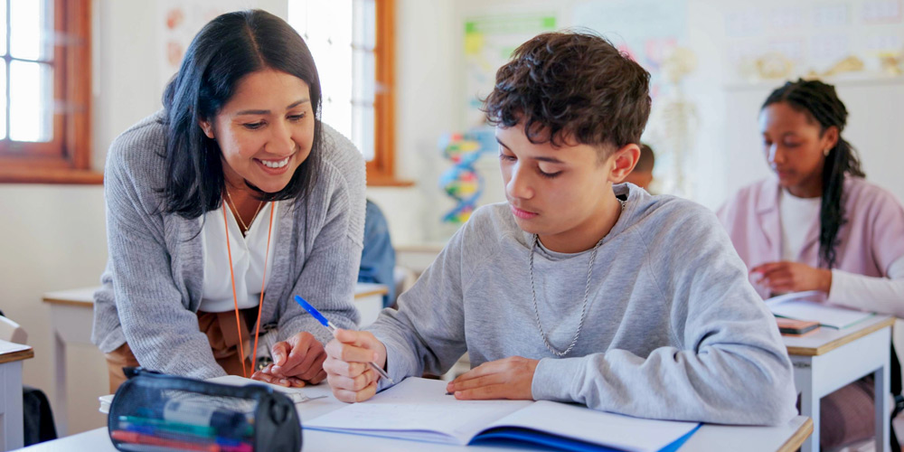 Teaching young students in classroom