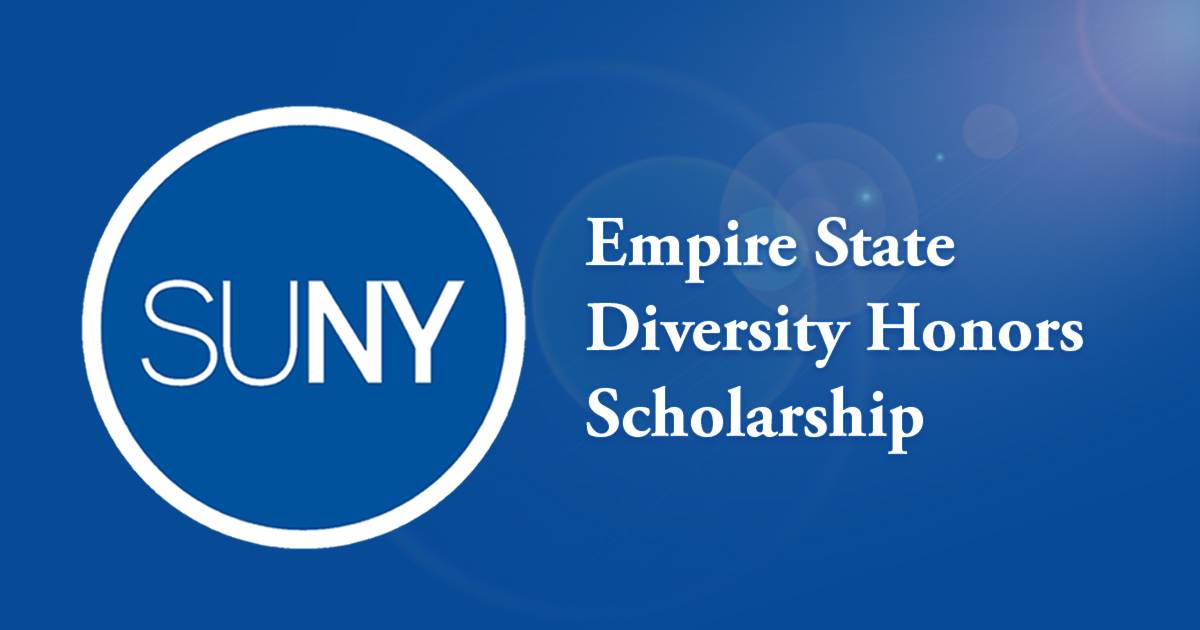 Blue background with text SUNY Empire State Diversity Honors Scholarship