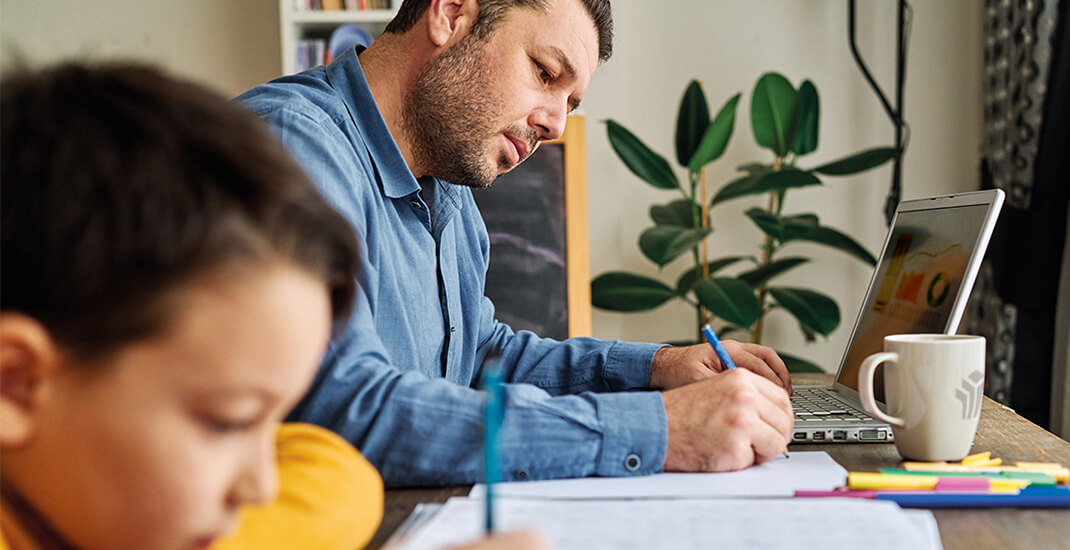 Bellevue Student studying at home